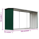 brændeskur til haven 330 x 92 x 153 cm galvaniseret stål grøn