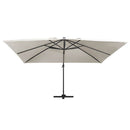 hængeparasol m. LED-lys 400x300 cm aluminiumsstang sandfarvet