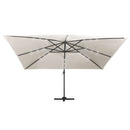 hængeparasol m. LED-lys 400x300 cm aluminiumsstang sandfarvet