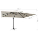 hængeparasol m. LED-lys 400x300 cm aluminiumsstang sandfarvet