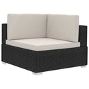 hjørnesæde til sofa med hynder 2 stk. polyrattan sort