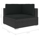 hjørnesæde til sofa med hynder 2 stk. polyrattan sort