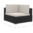 havesofasæt 3 dele med hynder polyrattan sort