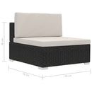 havesofasæt 3 dele med hynder polyrattan sort