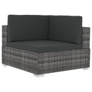 havesofasæt 4 dele med hynder polyrattan grå