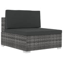 havesofasæt 4 dele med hynder polyrattan grå