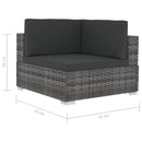 havesofasæt 4 dele med hynder polyrattan grå