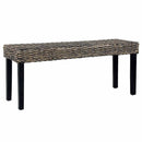 bænk 110 cm naturlig kubu-rattan massivt mahognitræ sort