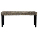 bænk 110 cm naturlig kubu-rattan massivt mahognitræ sort