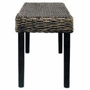 bænk 110 cm naturlig kubu-rattan massivt mahognitræ sort