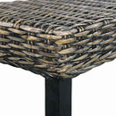 bænk 110 cm naturlig kubu-rattan massivt mahognitræ sort