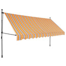 markise m. LED-lys manuel betjening 350 cm gul og blå