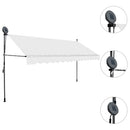 markise m. LED-lys manuel betjening 350 cm cremefarvet