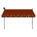 markise m. LED-lys manuel betjening 300 cm orange og brun