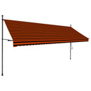 markise m. LED-lys manuel betjening 400 cm orange og brun