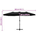 parasol med aluminiumsstang 460x270 cm sort