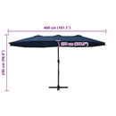 parasol med aluminiumsstang 460x270 cm blå