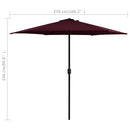 haveparasol med aluminiumstang 270x246 cm bordeauxrød