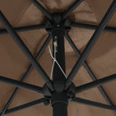 parasol med LED-lys og aluminiumsstang 270 cm gråbrun