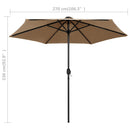 parasol med LED-lys og aluminiumsstang 270 cm gråbrun