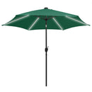parasol med LED-lys og aluminiumsstang 300 cm grøn