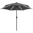parasol med LED-lys og aluminiumsstang 300 cm antracitgrå