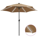 parasol med LED-lys og aluminiumsstang 300 cm gråbrun
