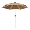 parasol med LED-lys og aluminiumsstang 300 cm gråbrun