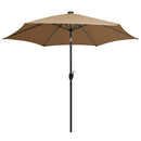 parasol med LED-lys og aluminiumsstang 300 cm gråbrun