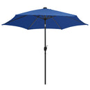 parasol med LED-lys og aluminiumsstang 300 cm azurblå