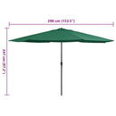 parasol 390 cm metalstang grøn