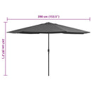 parasol 390 cm metalstang antracitgrå