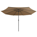 parasol med metalstang 390 cm gråbrun