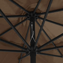 parasol med metalstang 390 cm gråbrun