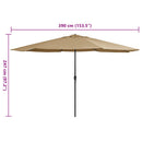 parasol med metalstang 390 cm gråbrun