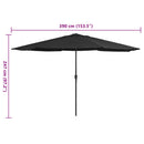 parasol med metalstang 390 cm sort
