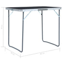 foldbart campingbord med metalstel 80 x 60 cm grå