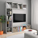 bogreol/tv-møbel 3 dele 180x30x180 cm betongrå
