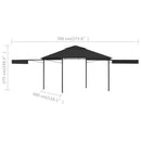 pavillon med 2 udvidelige tage 3x3x2,75 m 180 g/m² antracitgrå