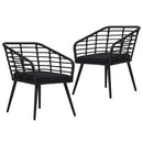 havestole med hynder 2 stk. polyrattan sort