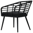havestole med hynder 2 stk. polyrattan sort