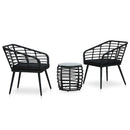 bistrosæt 3 dele polyrattan sort