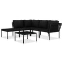 loungesæt 6 dele med hynder PVC sort