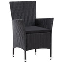 udendørs spisebordssæt 9 dele polyrattan sort