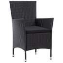 udendørs spisebordssæt 5 dele polyrattan sort
