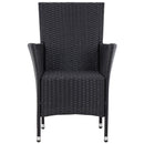 udendørs spisebordssæt 5 dele polyrattan sort