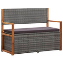 havebænk 115 cm polyrattan og massivt akacietræ grå