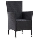 udendørs spisebordssæt 5 dele med hynder polyrattan sort