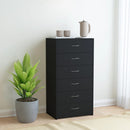 kommode med 6 skuffer 50x34x96 cm konstrueret træ sort
