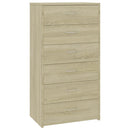 skænk med 6 skuffer 50x34x96 cm konstrueret træ sonoma-eg